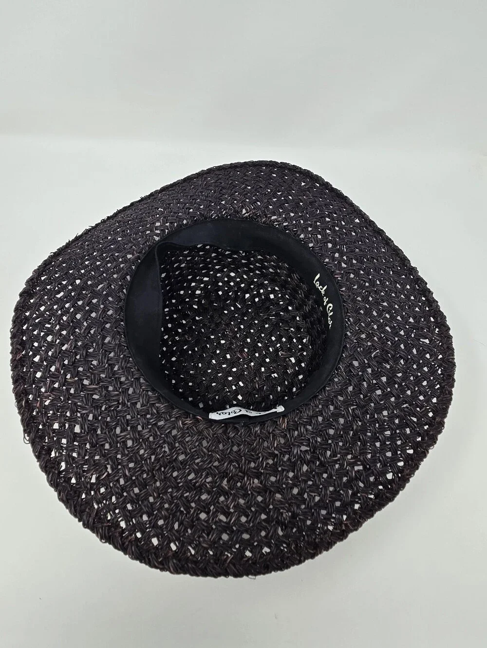 LACK OF COLOR PLUM PURPLE STRAW WOVEN BOATER HAT LARGE BRIM WOMEN MEDIUM RESORT